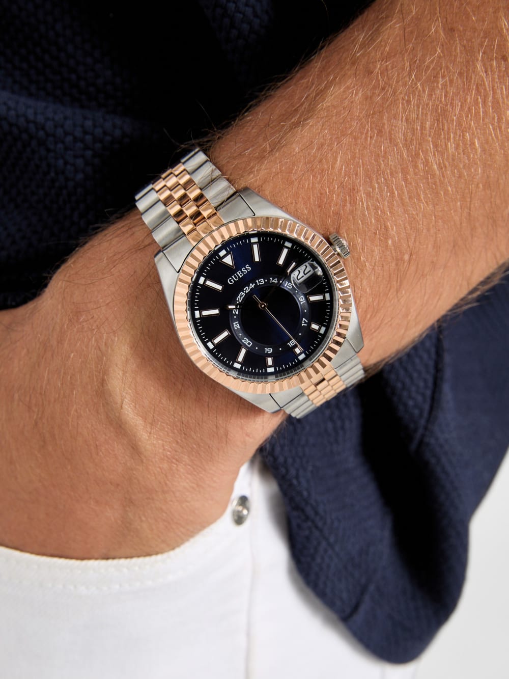 Two-Tone and Blue Analog Watch