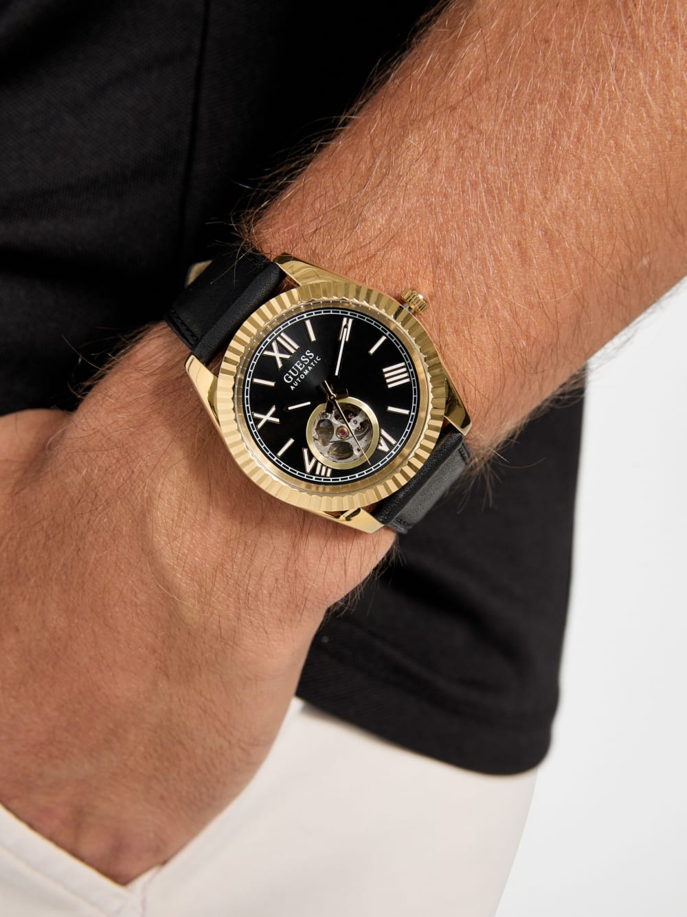 Gold-Tone Analog Leather Watch