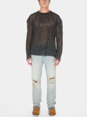 distressed denim flare pant