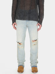 distressed denim flare pant