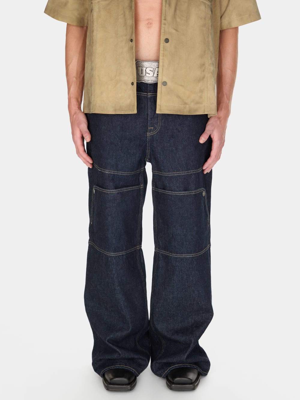 rinsed denim utility pant