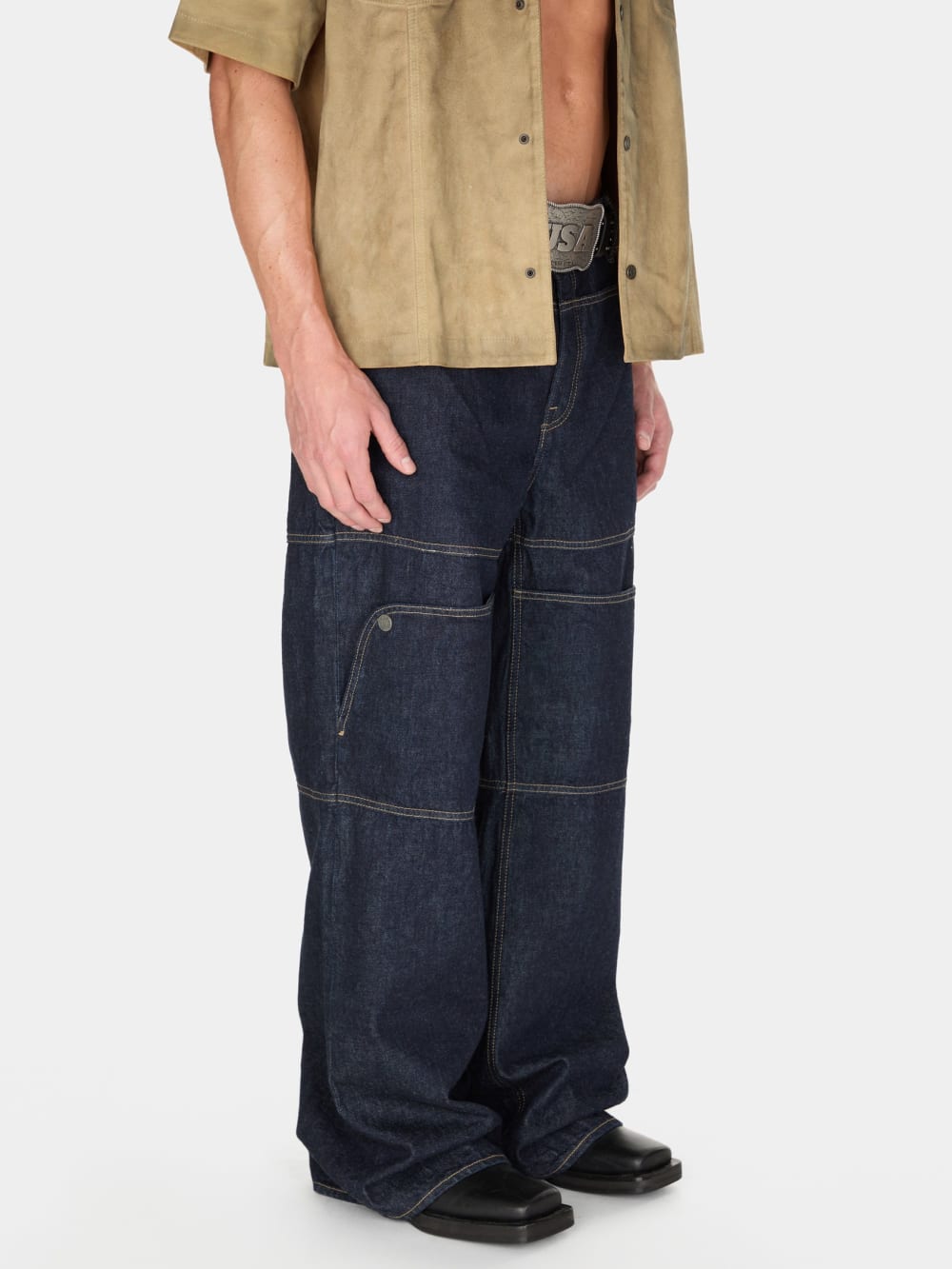 rinsed denim utility pant