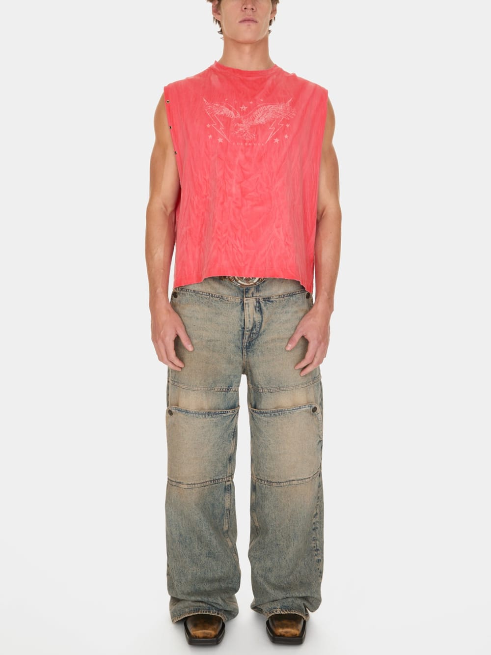 washed denim utility pant