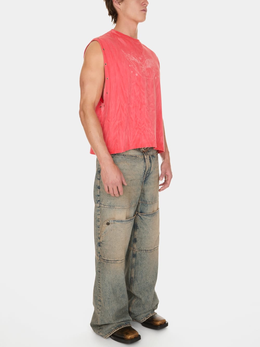 washed denim utility pant