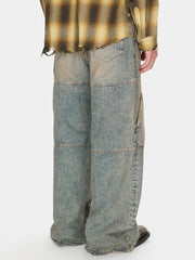 washed denim utility pant