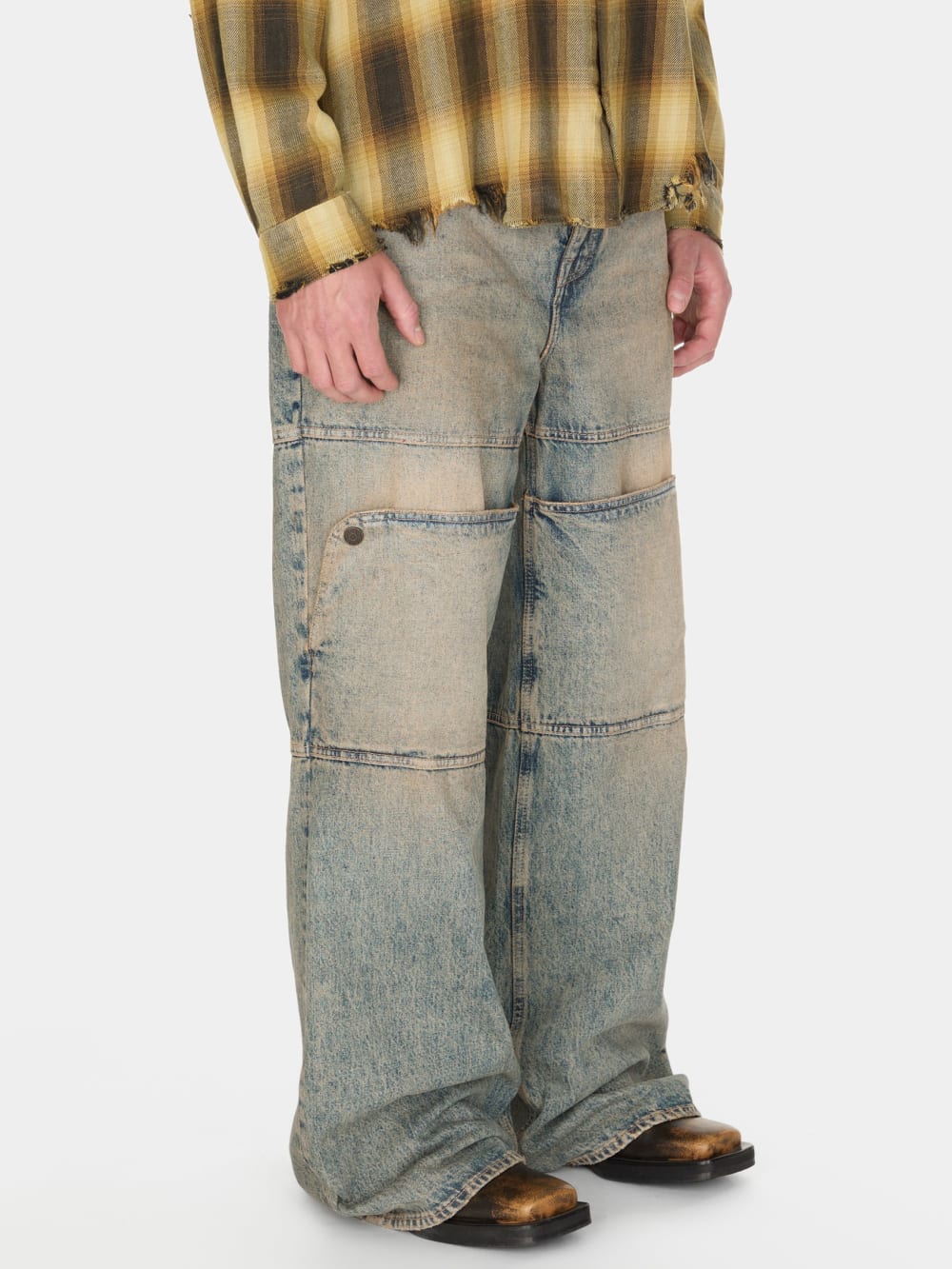 washed denim utility pant