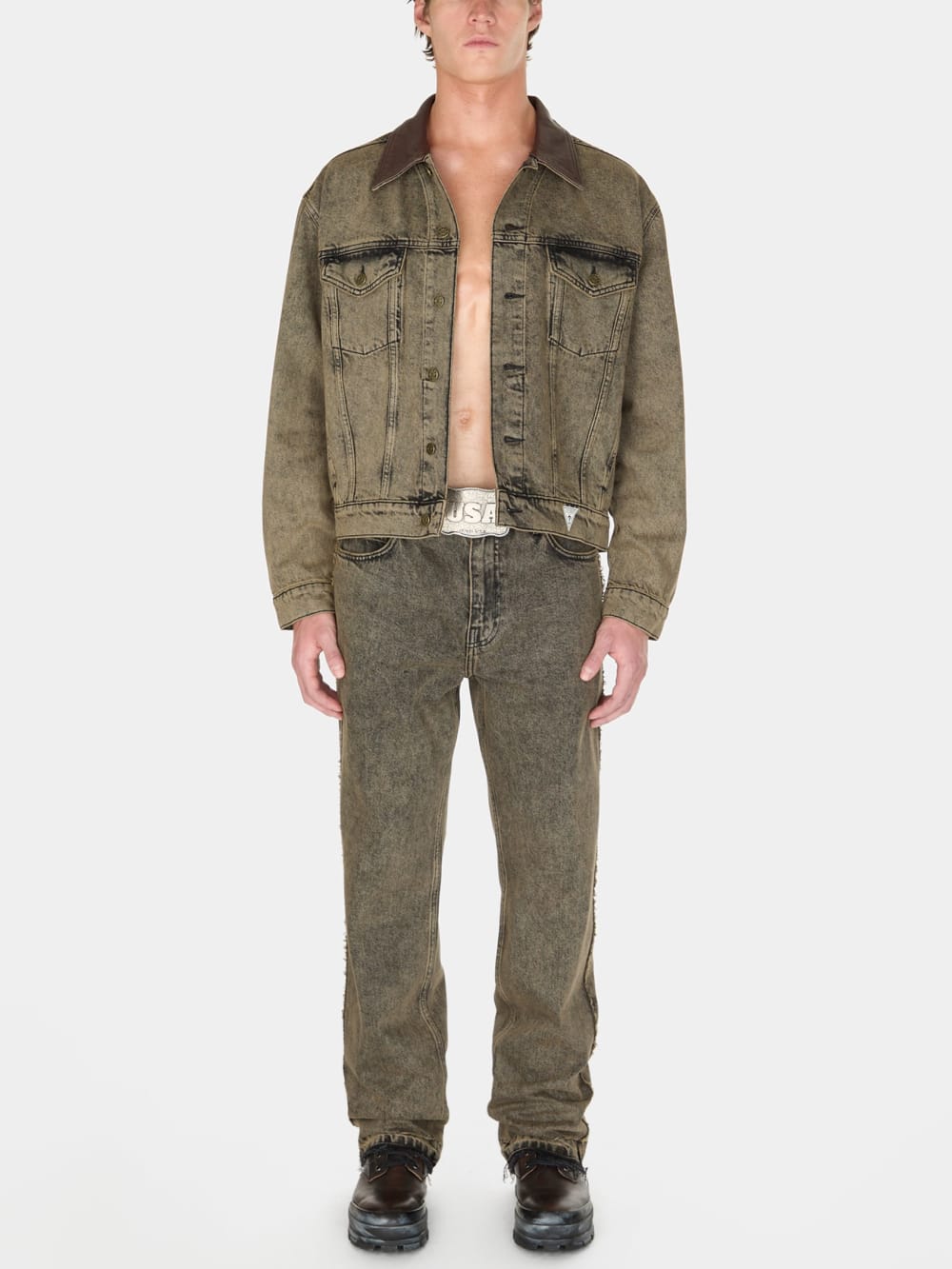 tinted denim flare pant