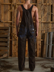 flocked denim overalls
