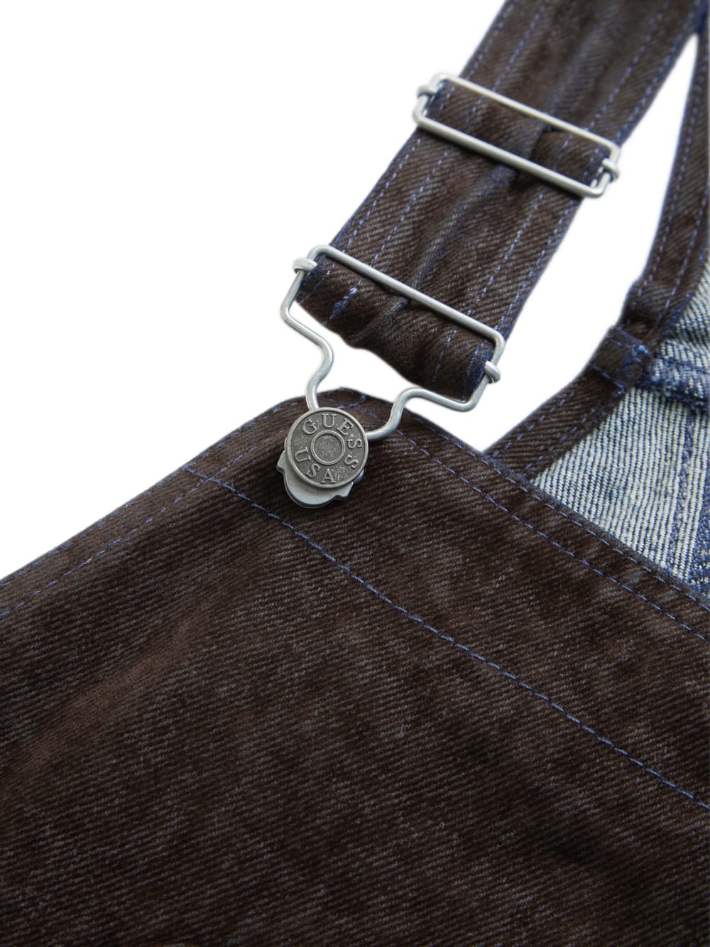 flocked denim overalls