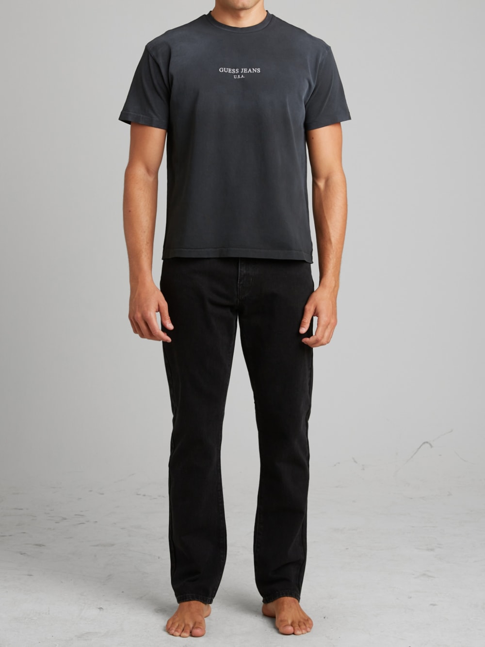 Washed Black Straight Denim Pants