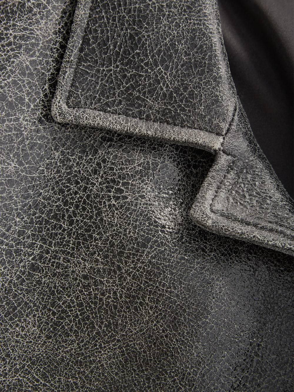 crackle leather coat