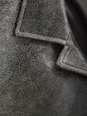 crackle leather coat