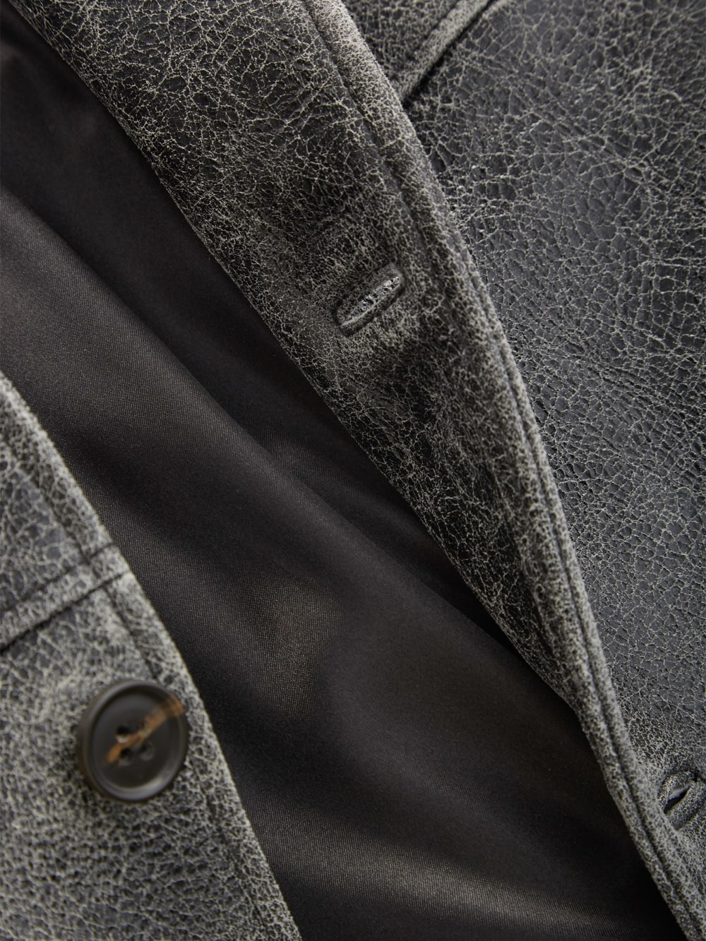 crackle leather coat