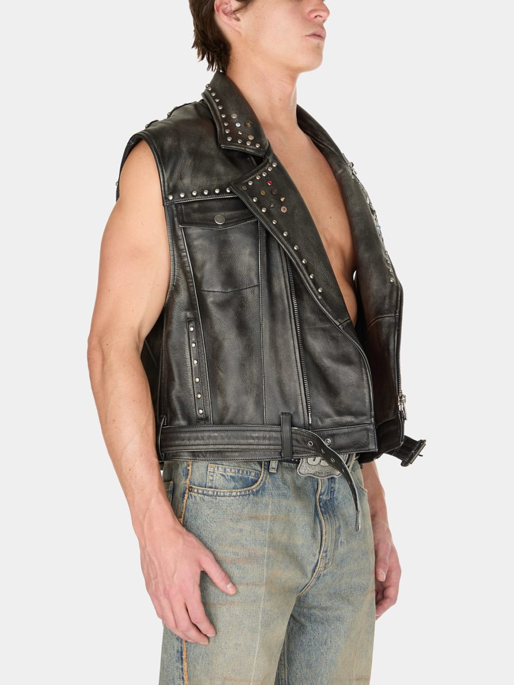 studded leather vest