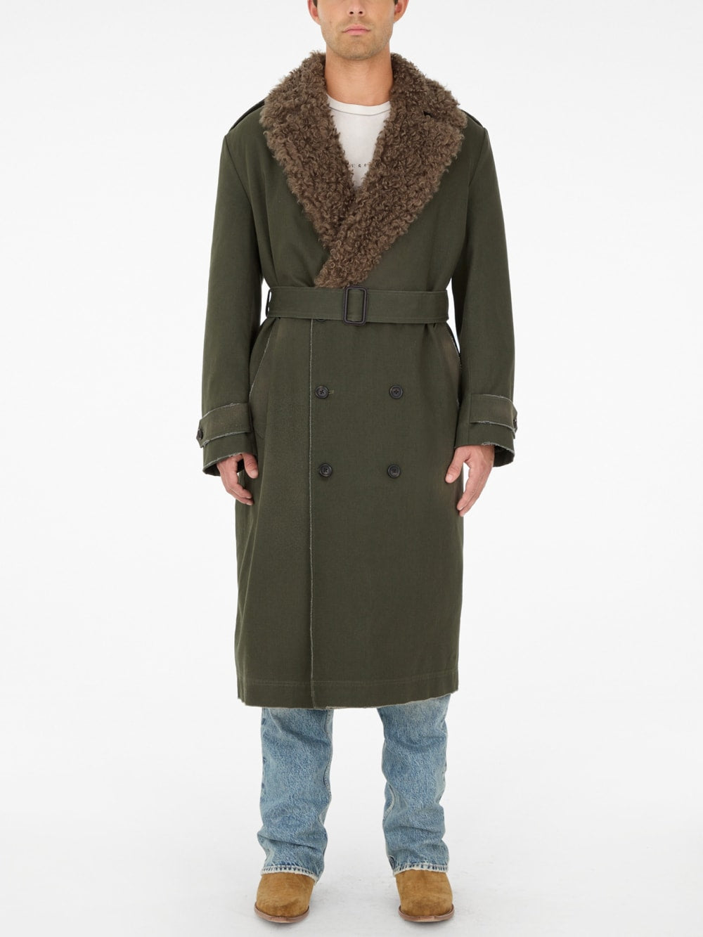 faux-fur long coat