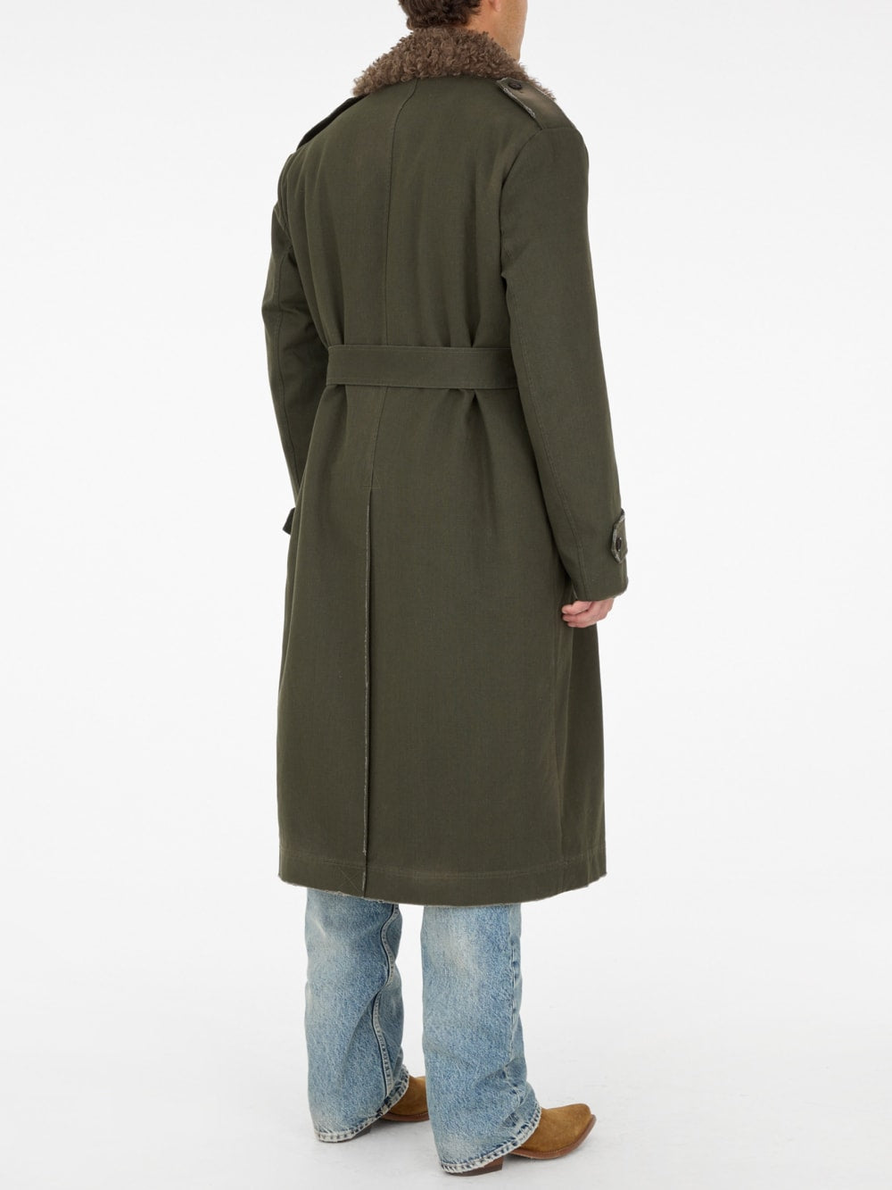faux-fur long coat