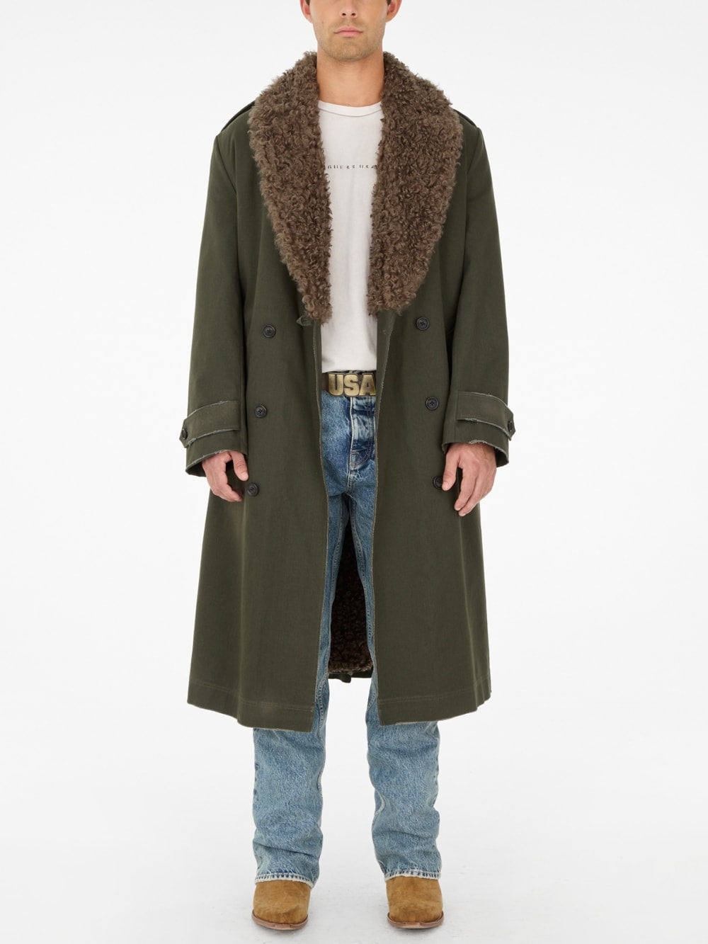 faux-fur long coat
