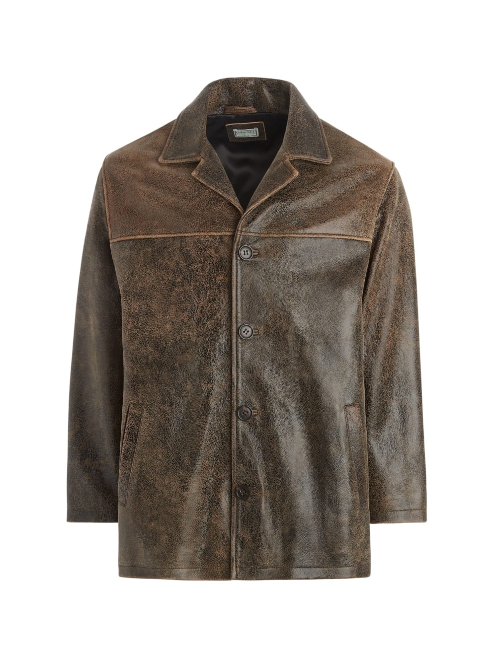 crackle leather coat