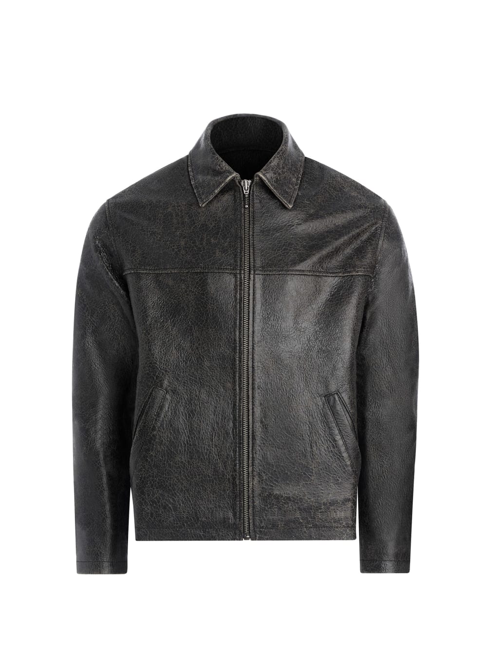 crackle leather jacket