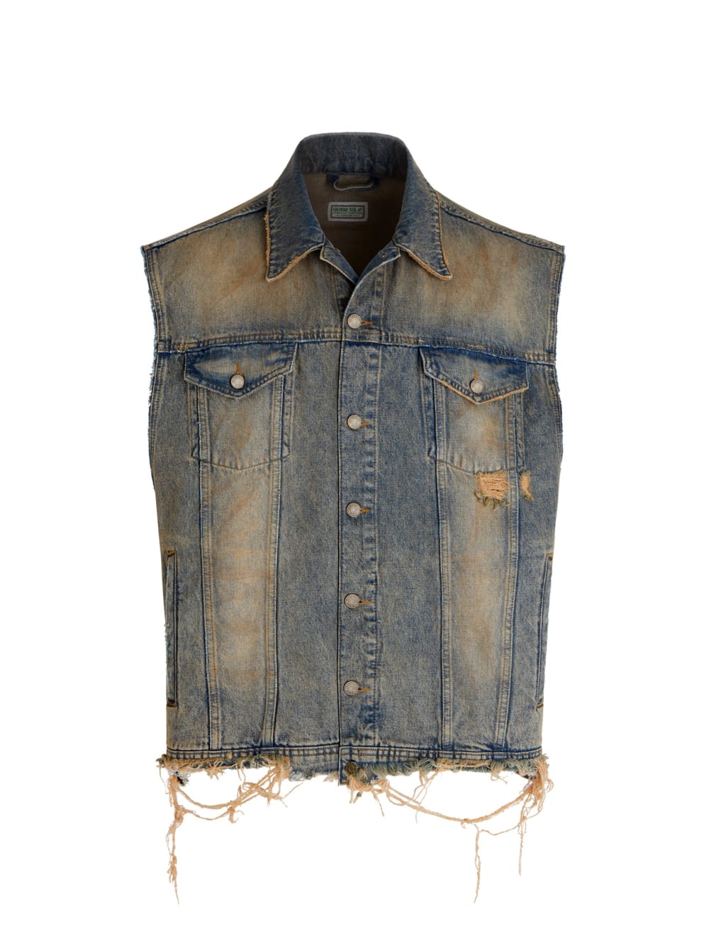 washed denim trucker vest