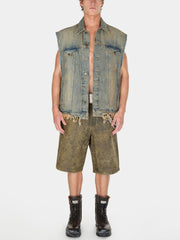 washed denim trucker vest