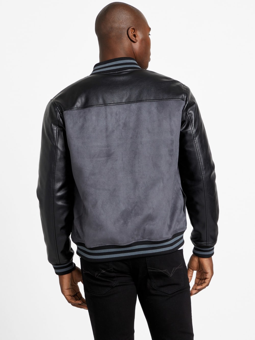Eco Faux-Suede and Leather Varsity Jacket