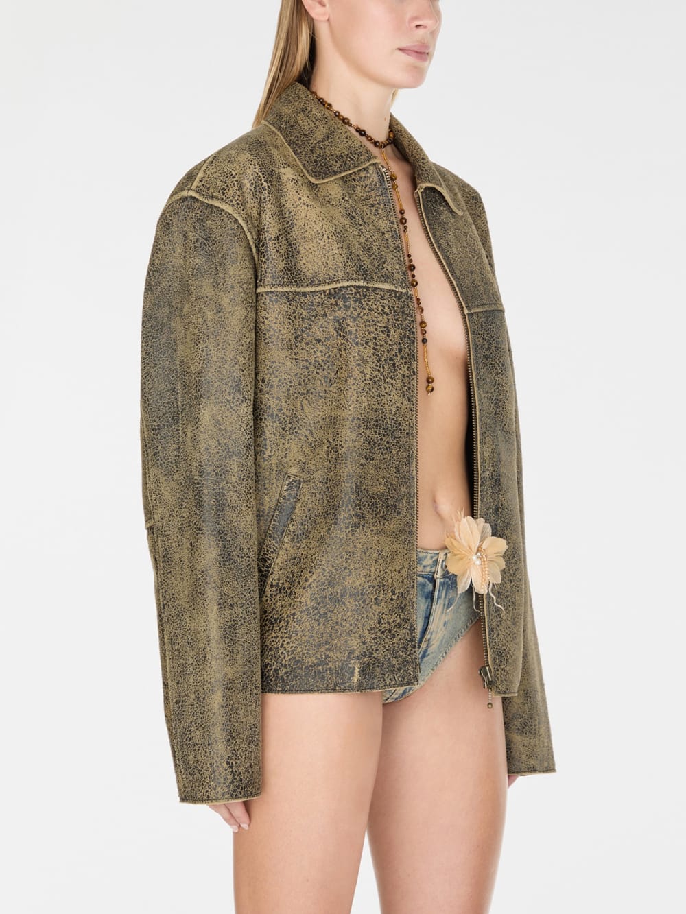flaked leather jacket