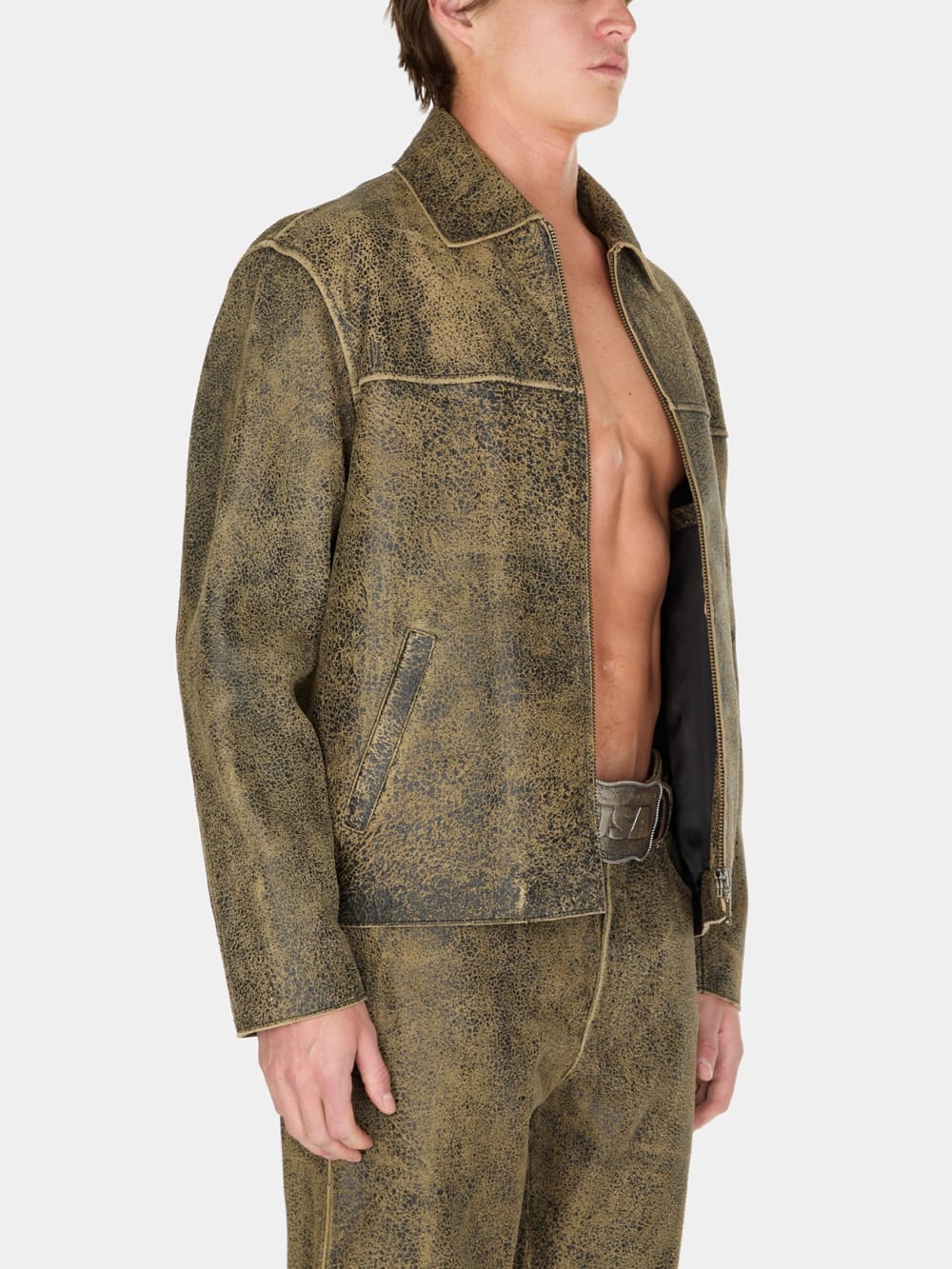 flaked leather jacket
