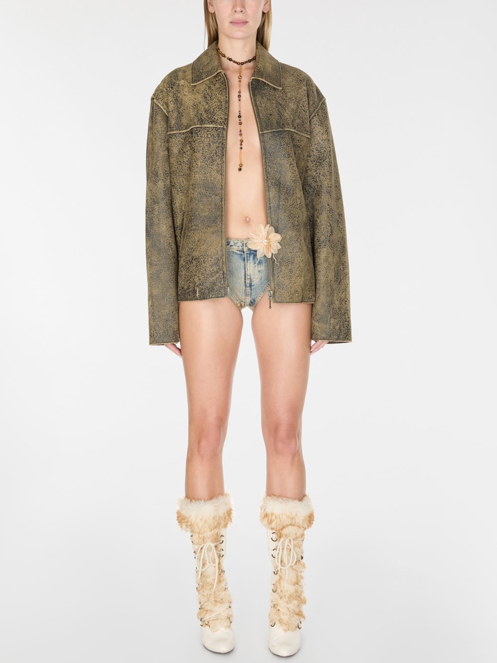 flaked leather jacket