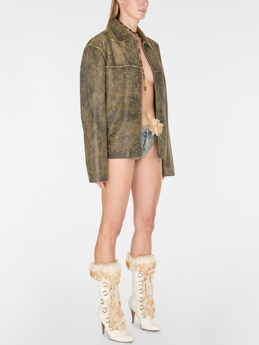 flaked leather jacket
