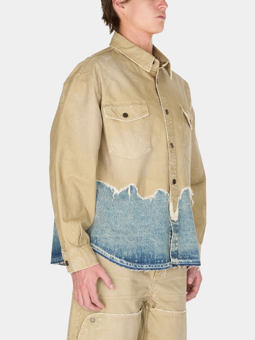 distressed canvas shirt jacket