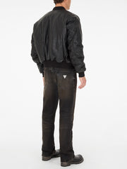 cropped leather flight jacket