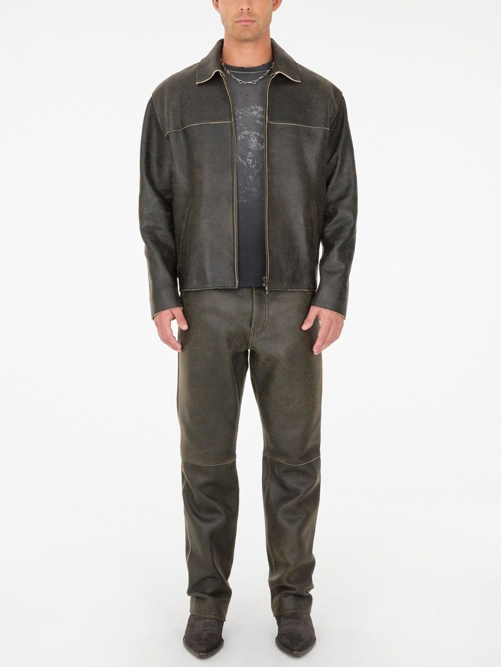 crackled leather jacket