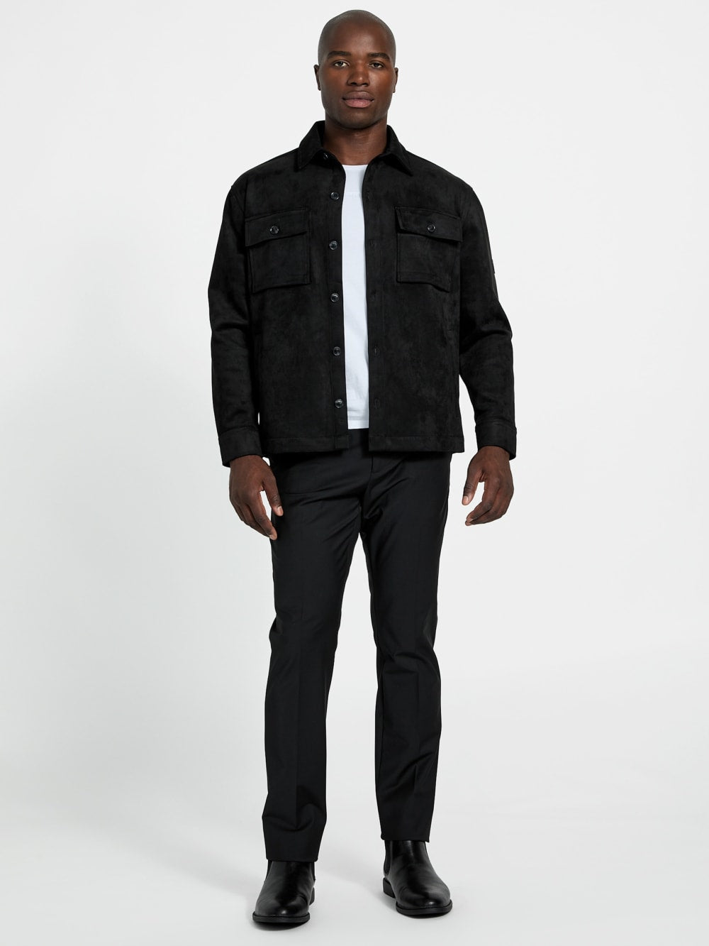 Faux suede overshirt
