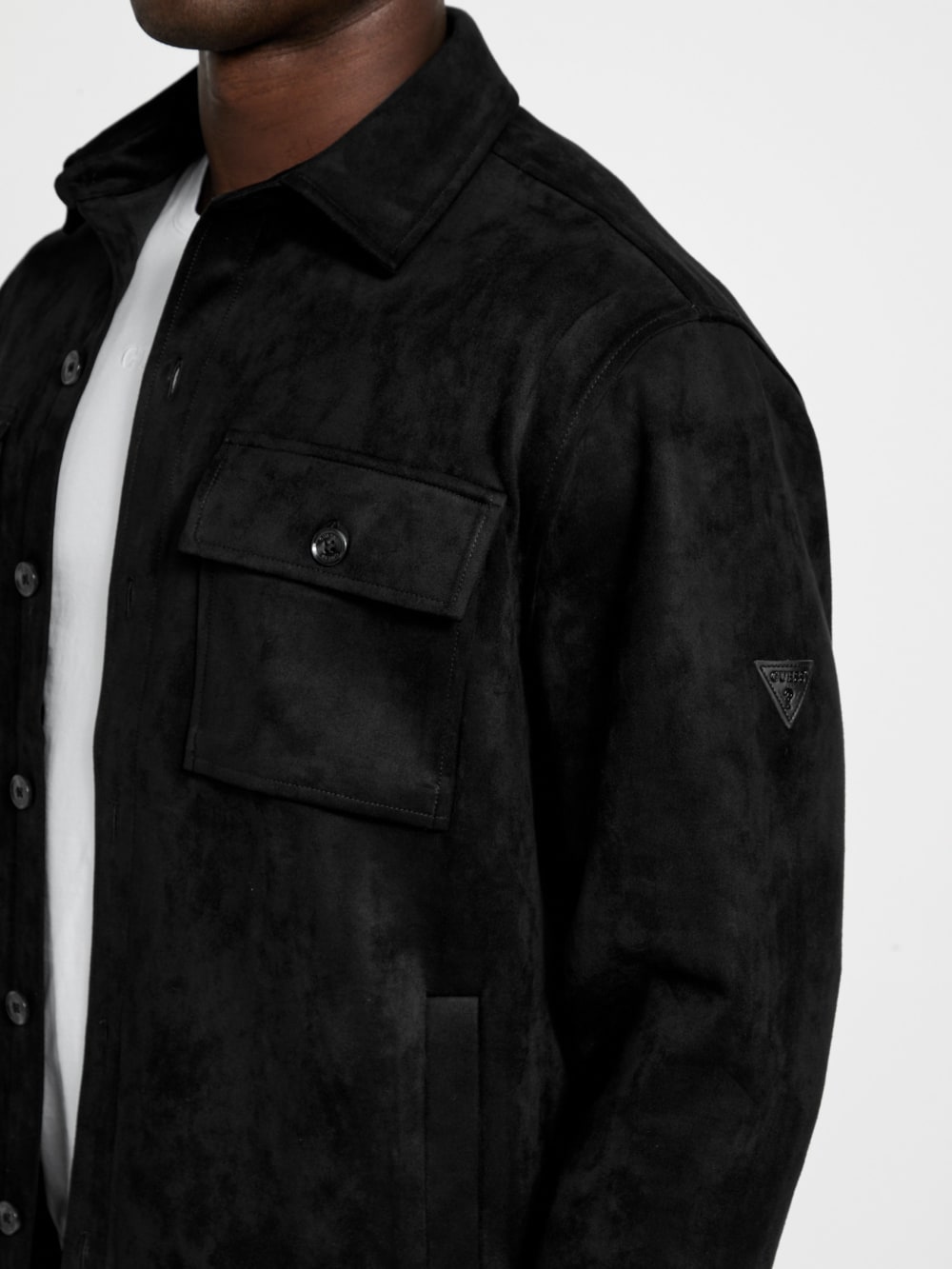 Faux suede overshirt