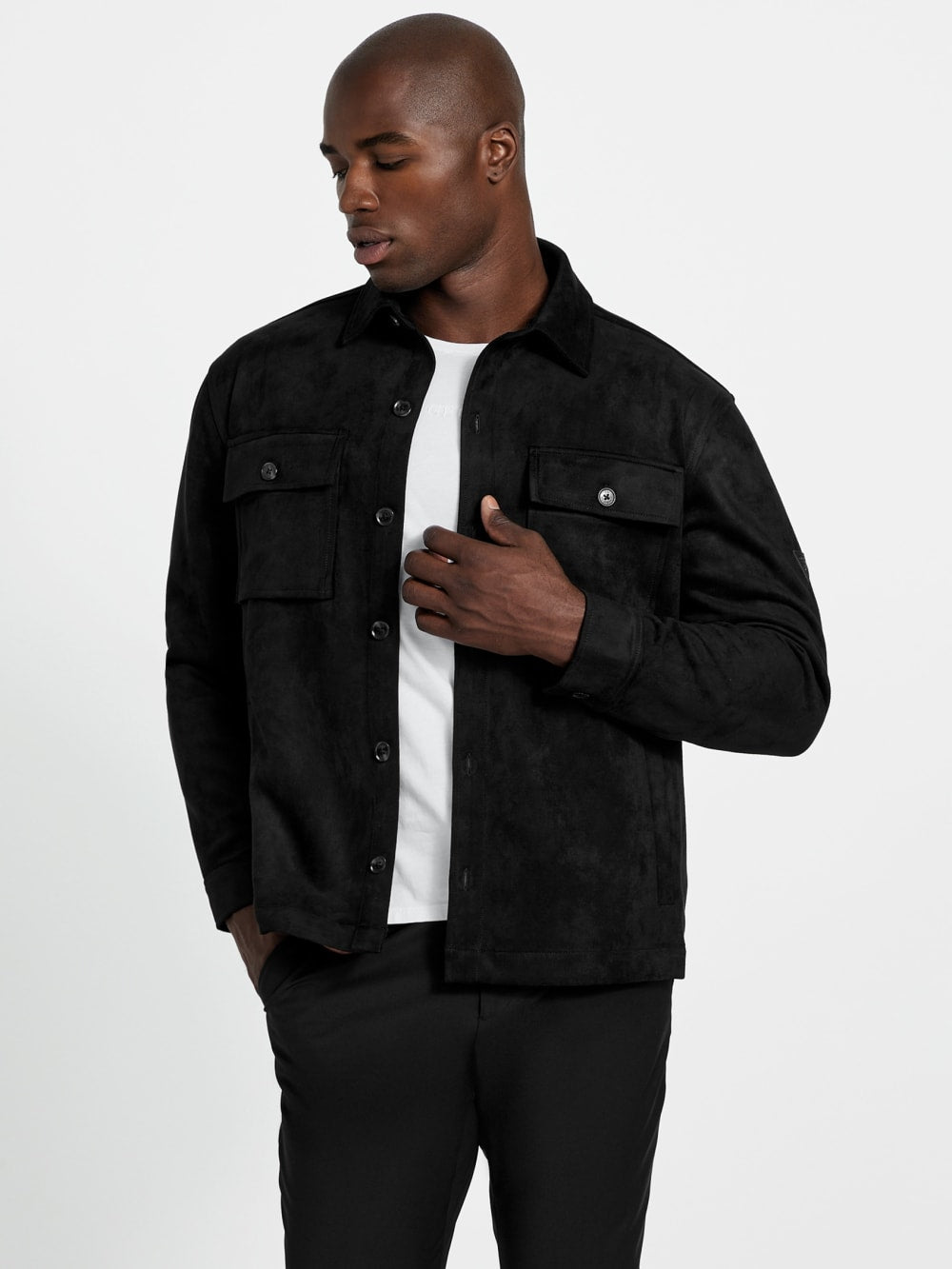 Faux suede overshirt