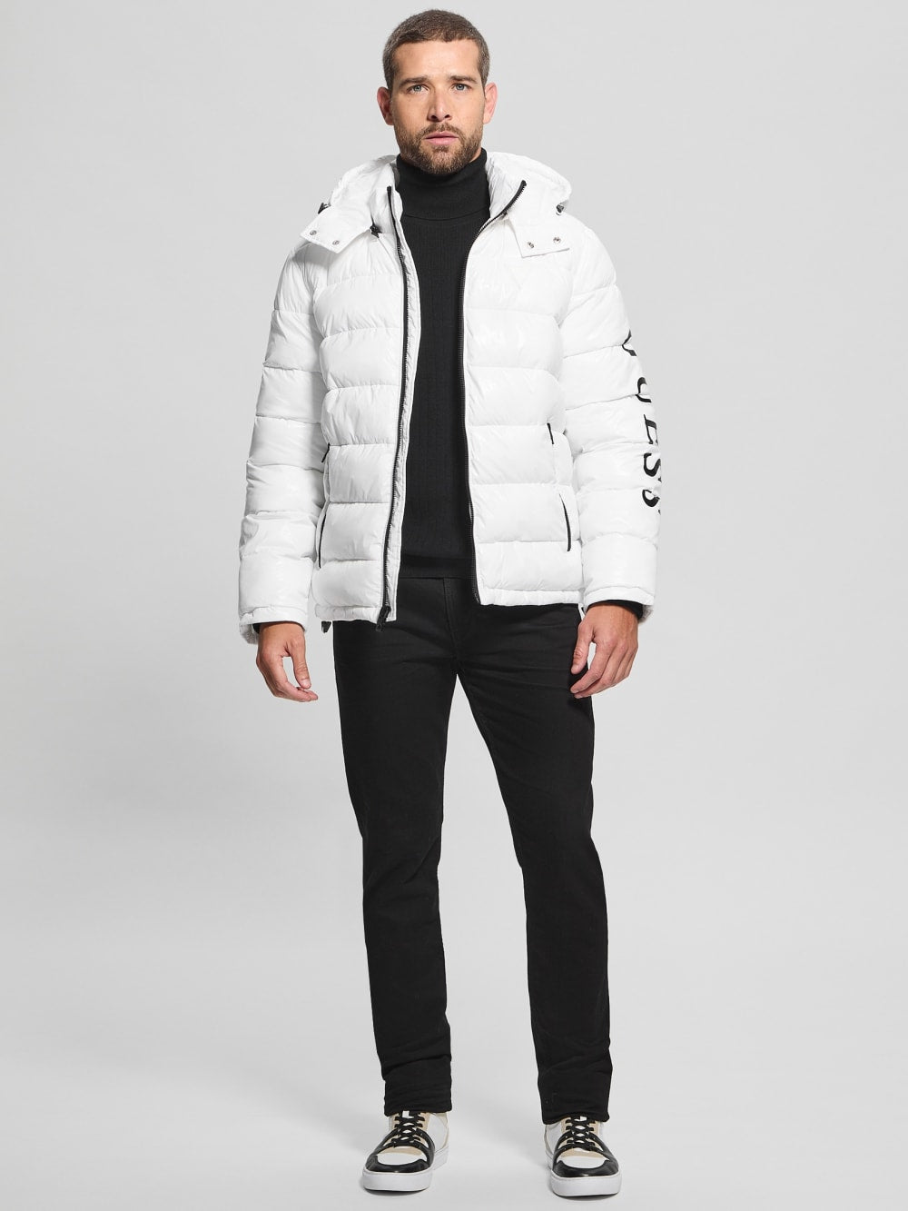 Shiny Hooded Puffer Jacket