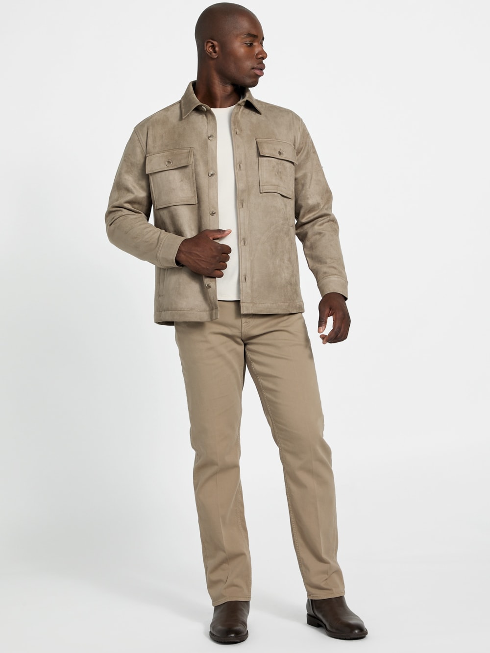 Faux suede overshirt