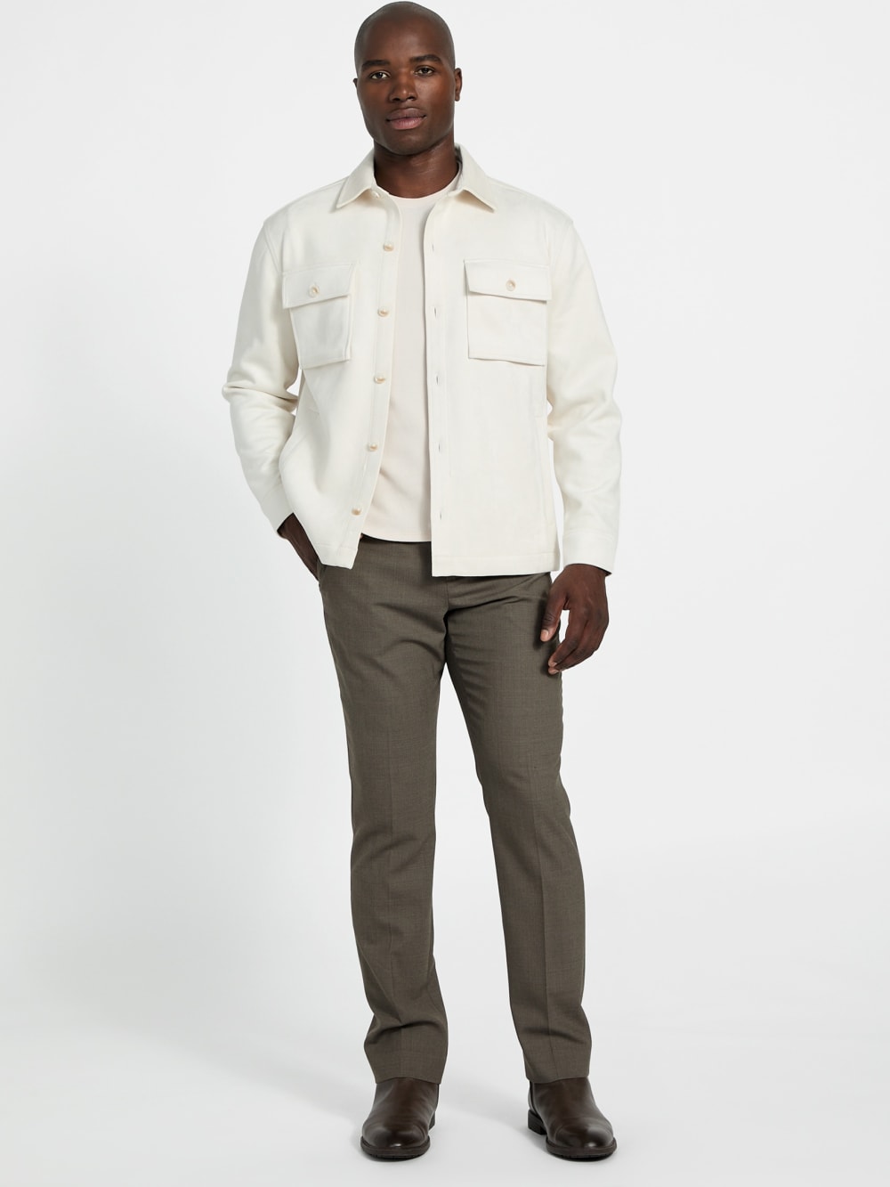 Faux suede overshirt