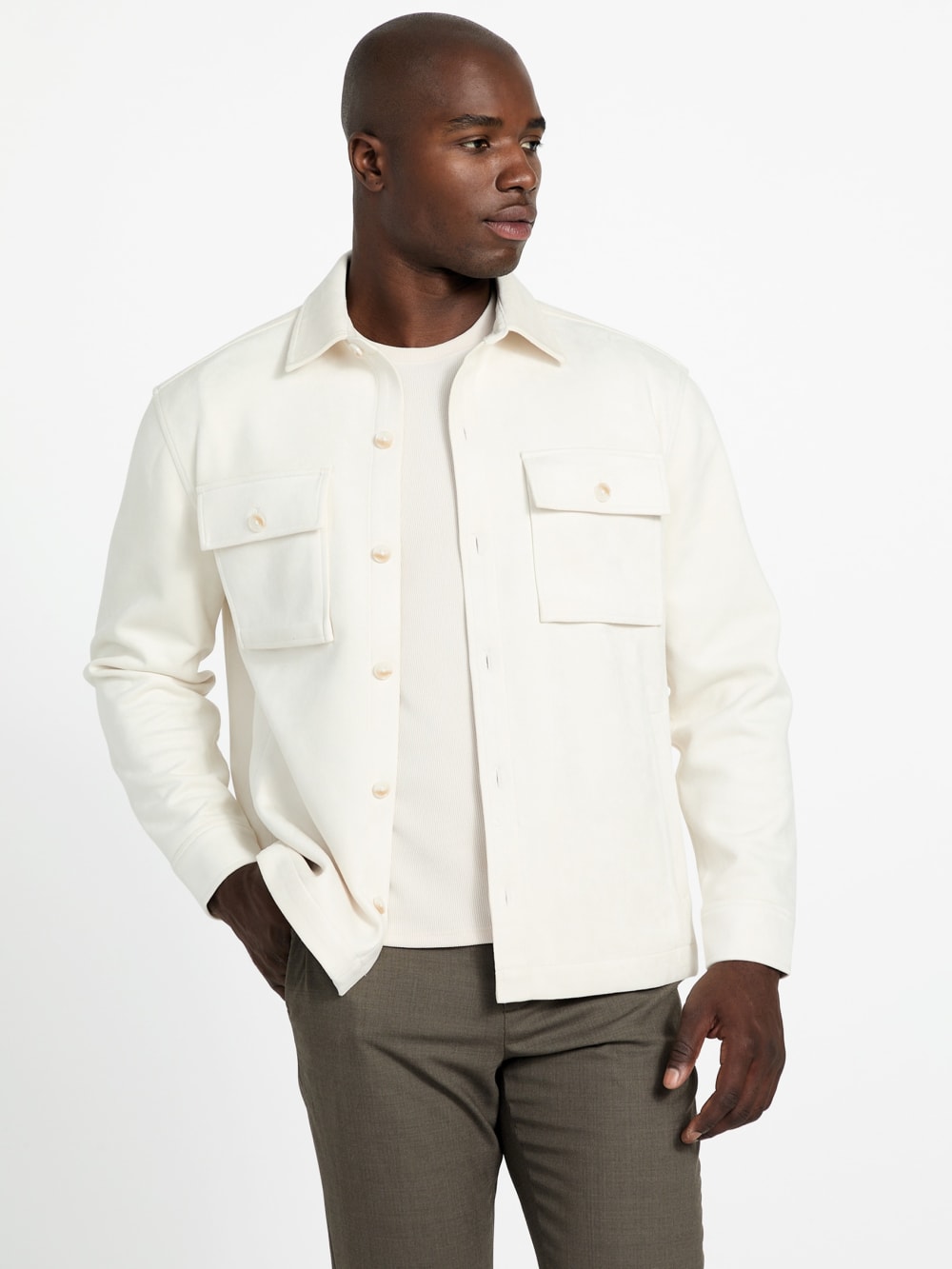 Faux suede overshirt