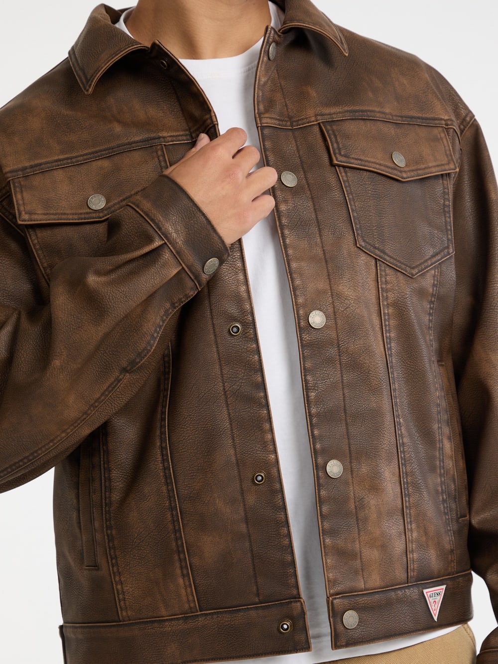 GUESS Originals Faux-Leather Trucker Jacket