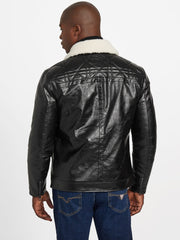 Faux-Leather Quilting Motif Jacket