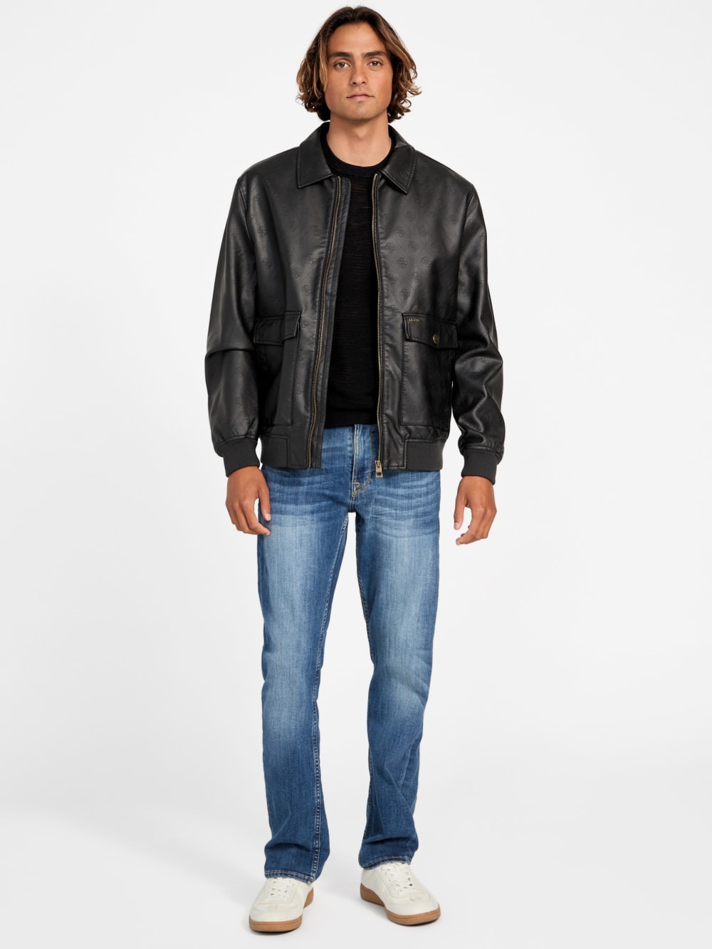 Monogram Faux-Leather Aviator Jacket