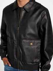 Monogram Faux-Leather Aviator Jacket