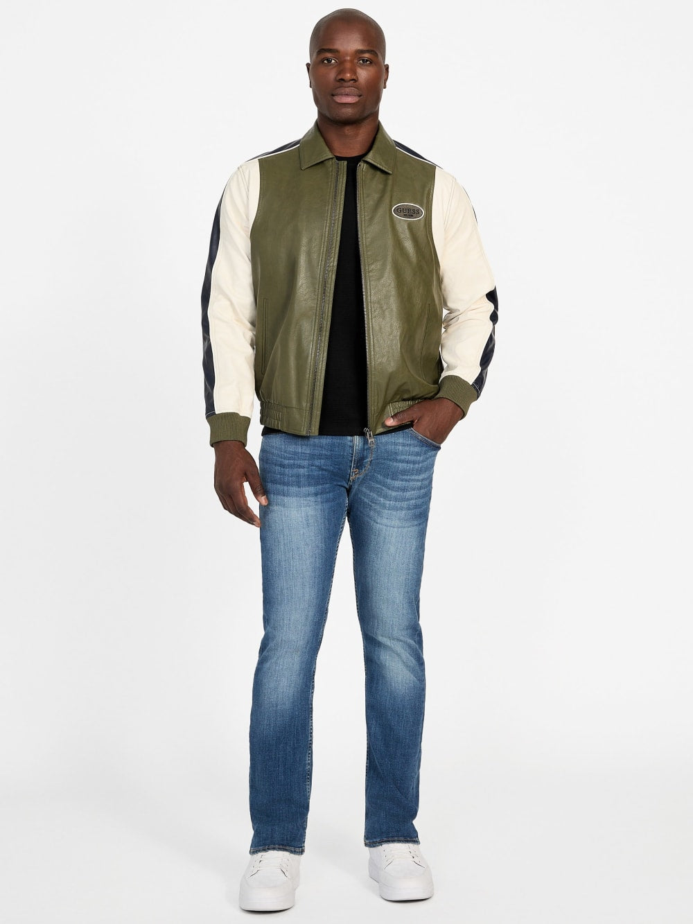 Color-Block Faux-Leather Jacket
