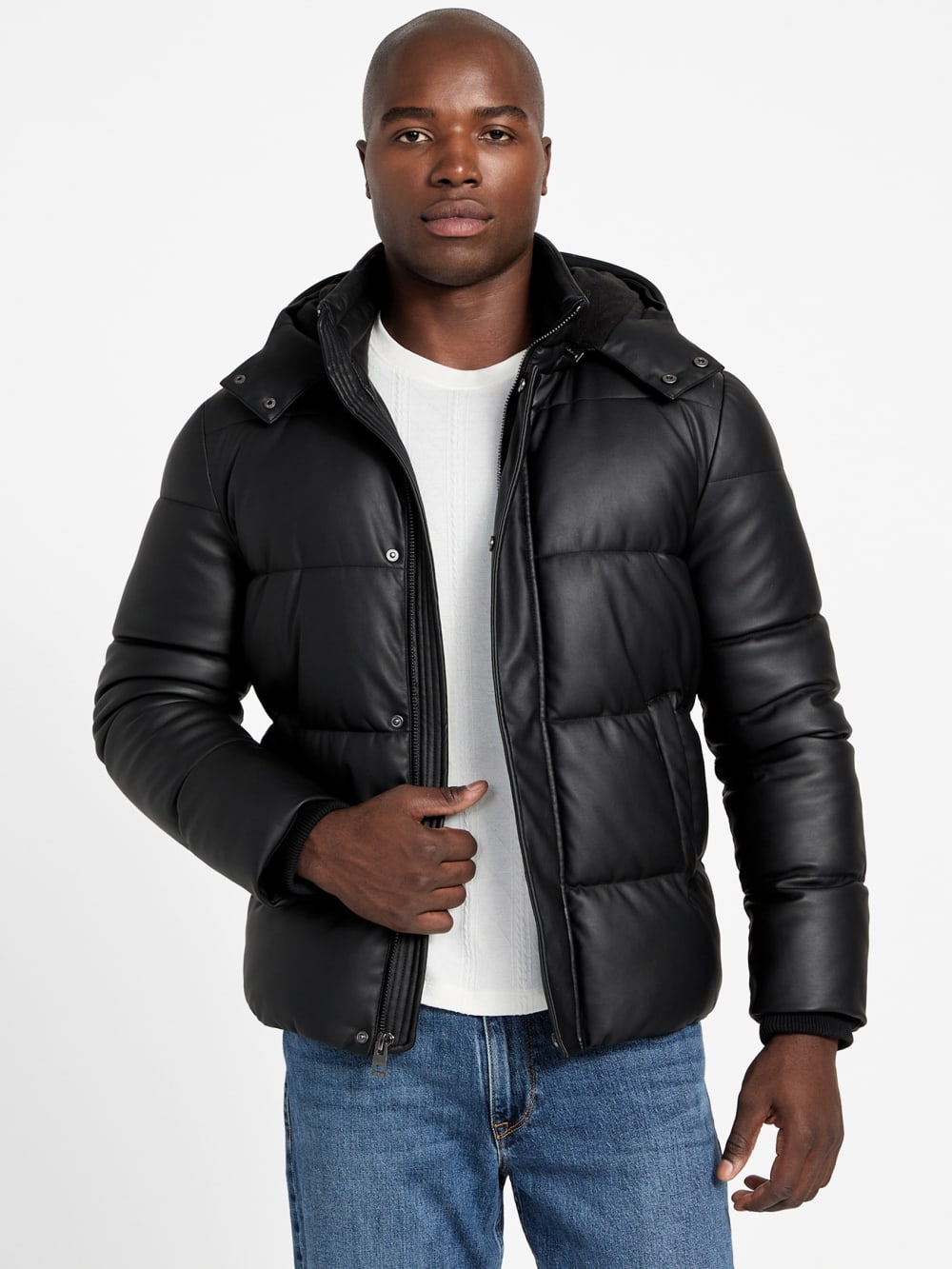 Eco Faux-Leather Puffer Jacket