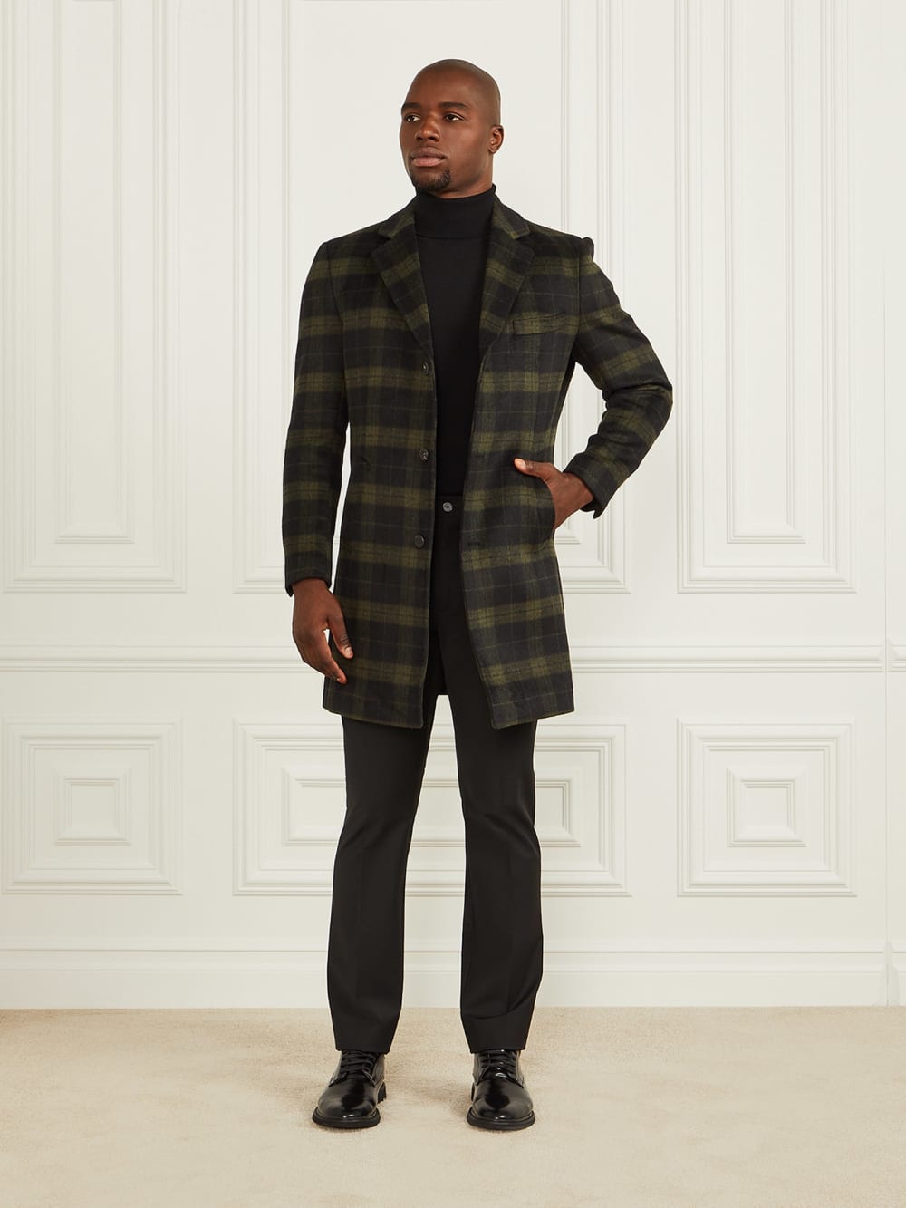 Single Breasted Plaid Coat