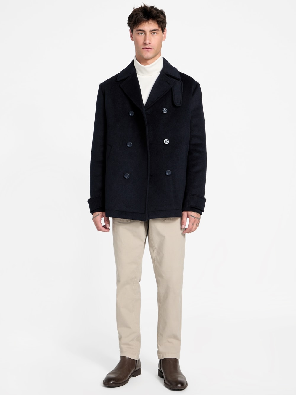 Eco Double-Breasted Wool-Blend Peacoat
