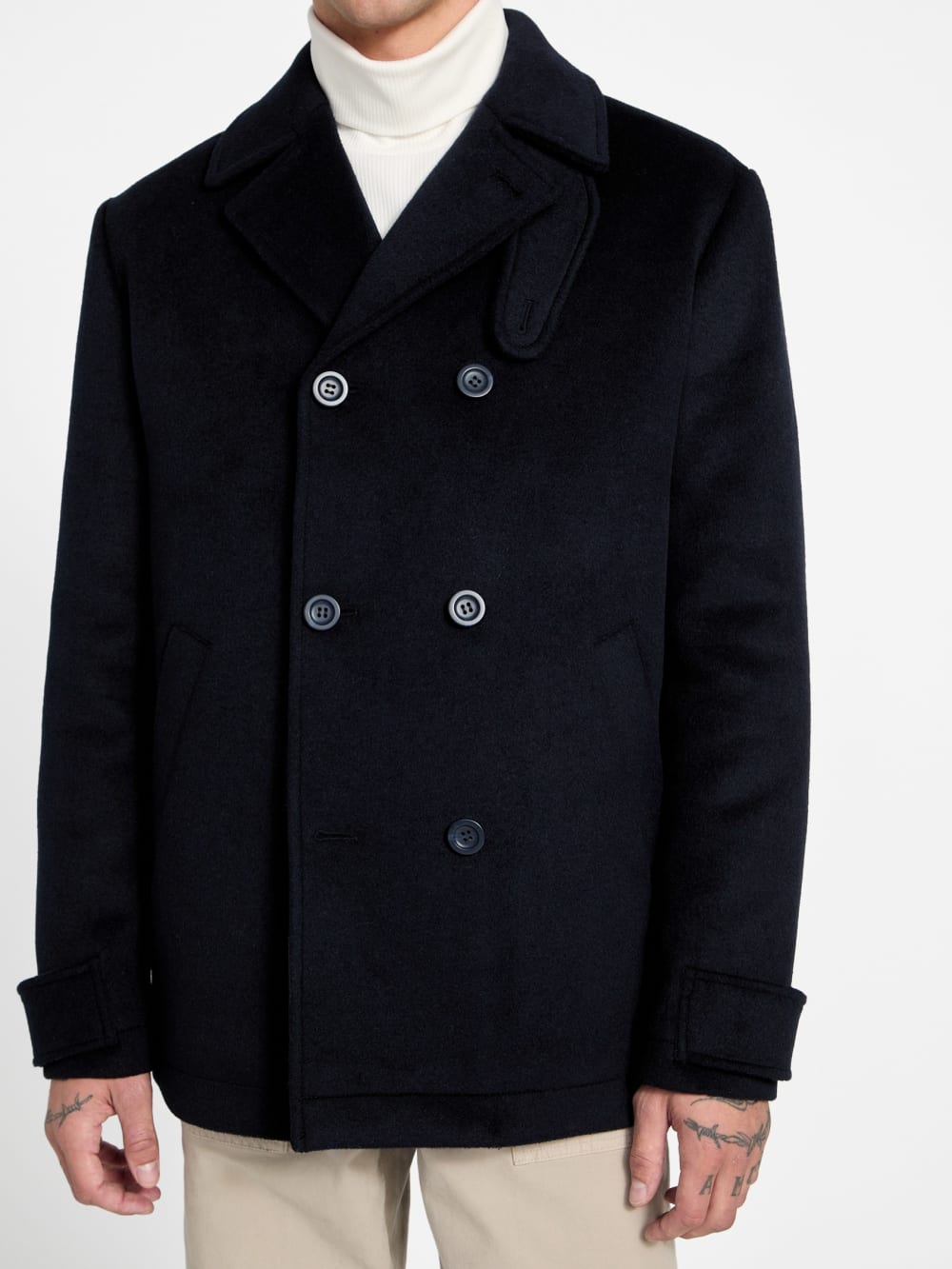 Eco Double-Breasted Wool-Blend Peacoat