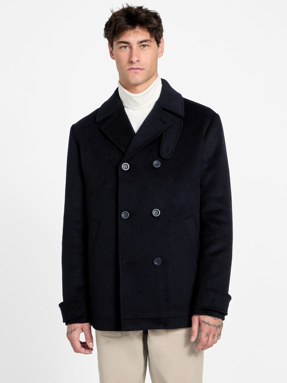 Eco Double-Breasted Wool-Blend Peacoat